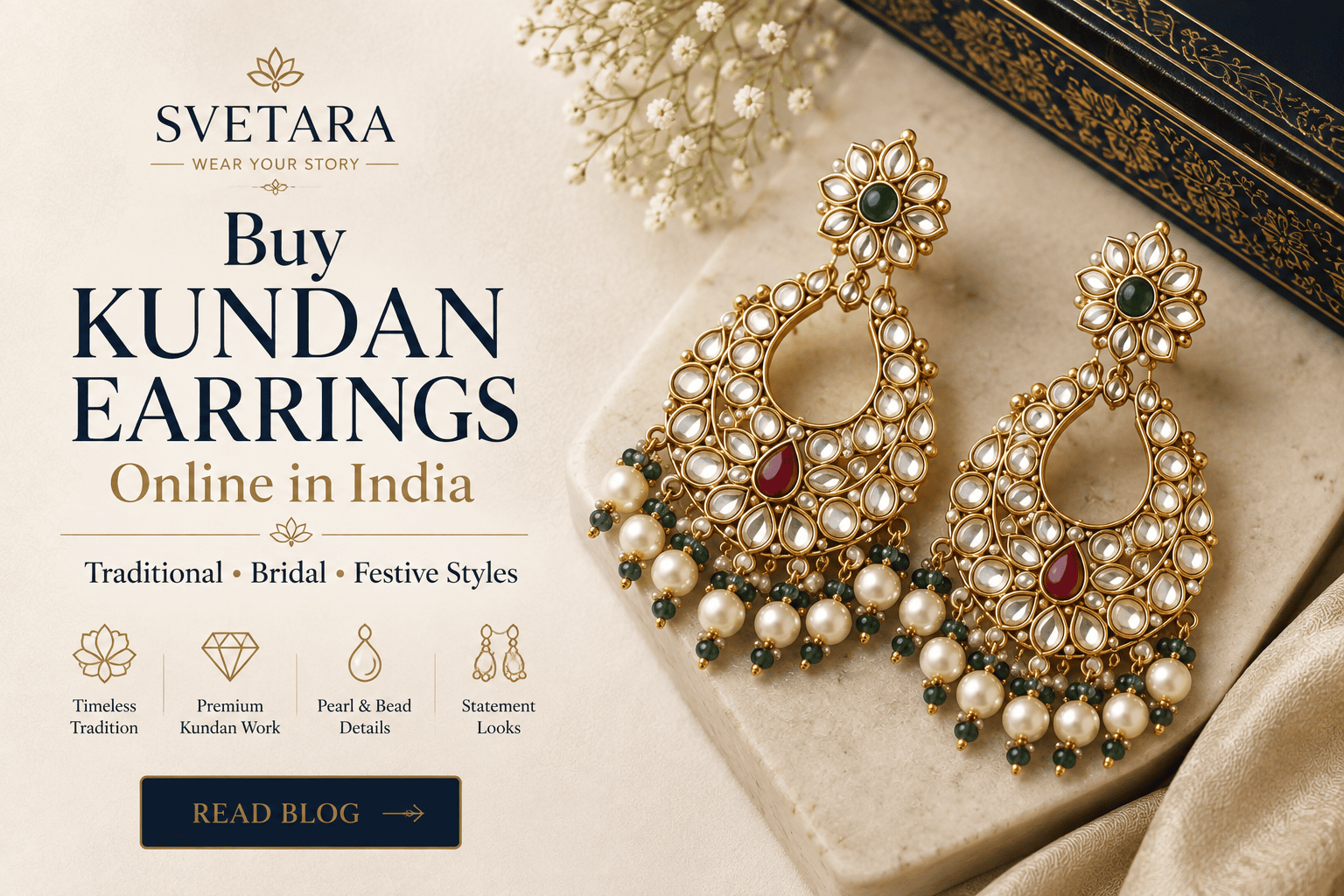 Buy Kundan Earrings Online: Pearl, Bead, Drop & Statement Styles